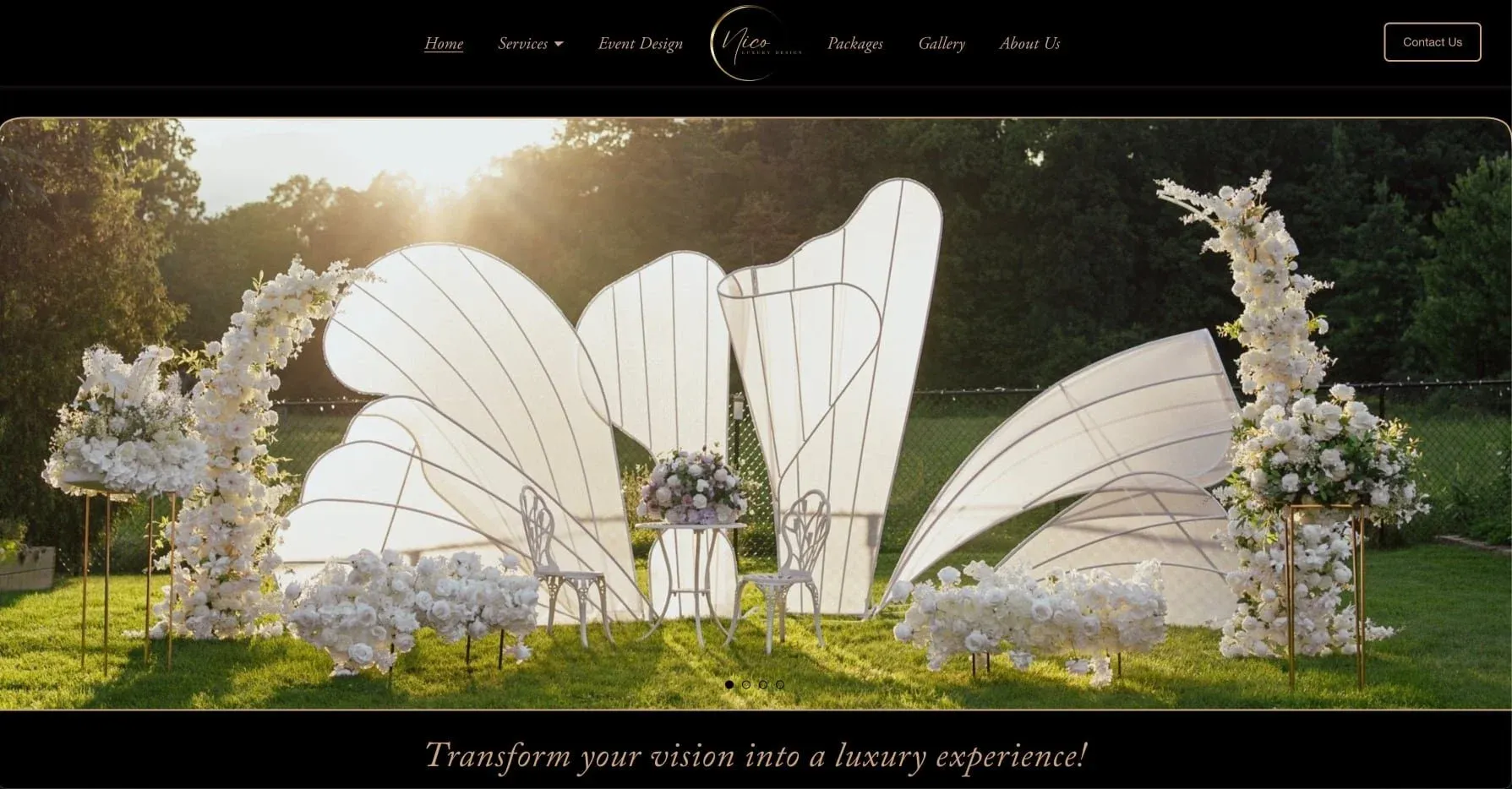The Nico Luxury Design website, built as a custom website